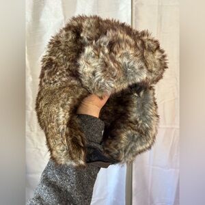 Faux Fur Trapper Hat - Brown